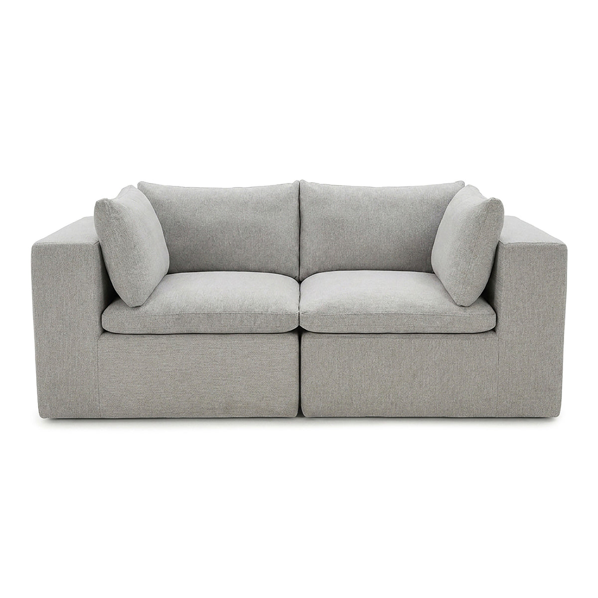 Gray sofa with curved armrests on a white background #color_cottage-gray-terra-knit