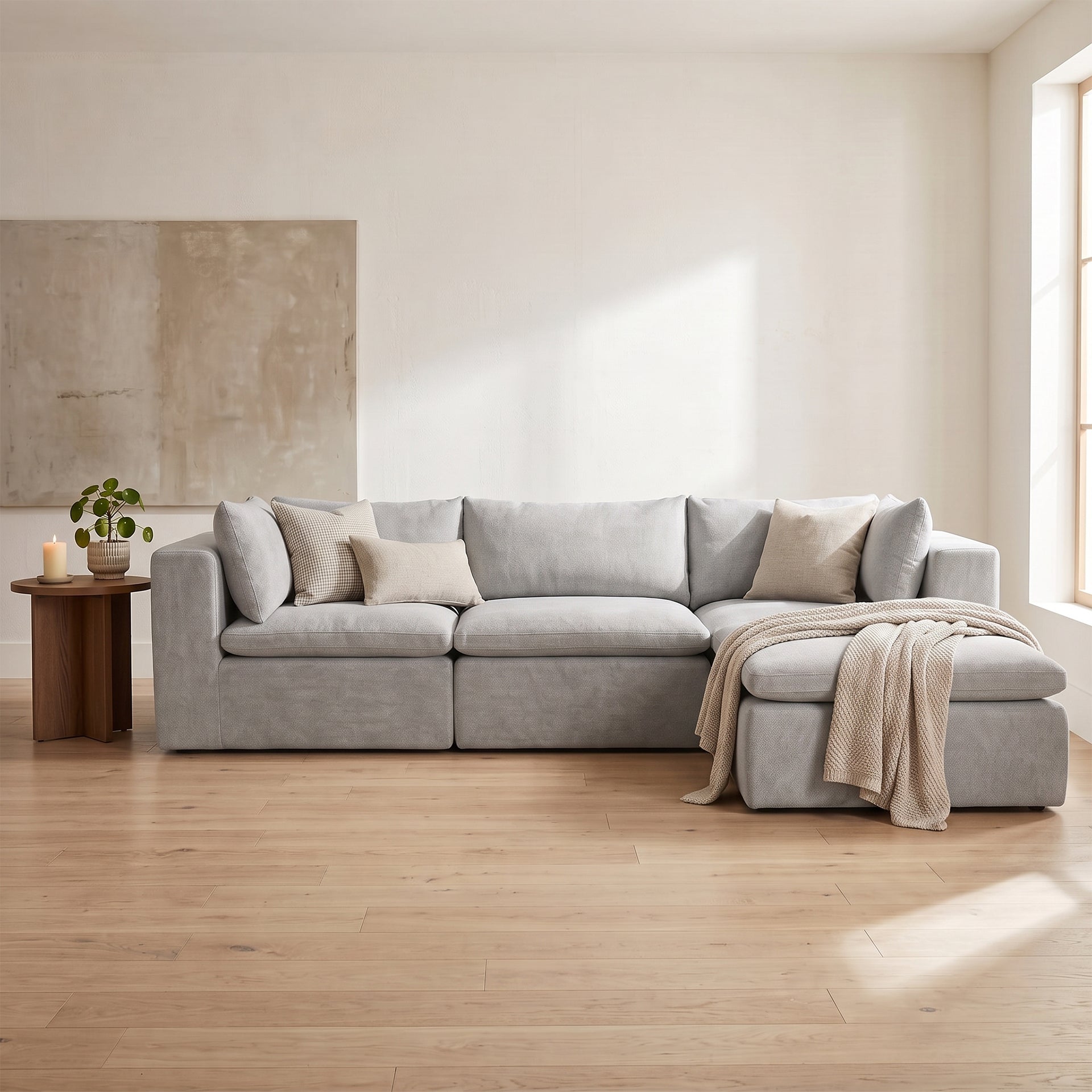 Big Joe Averra Sectional Couch for Living Room, 4 Piece Sofa, Cottage Gray