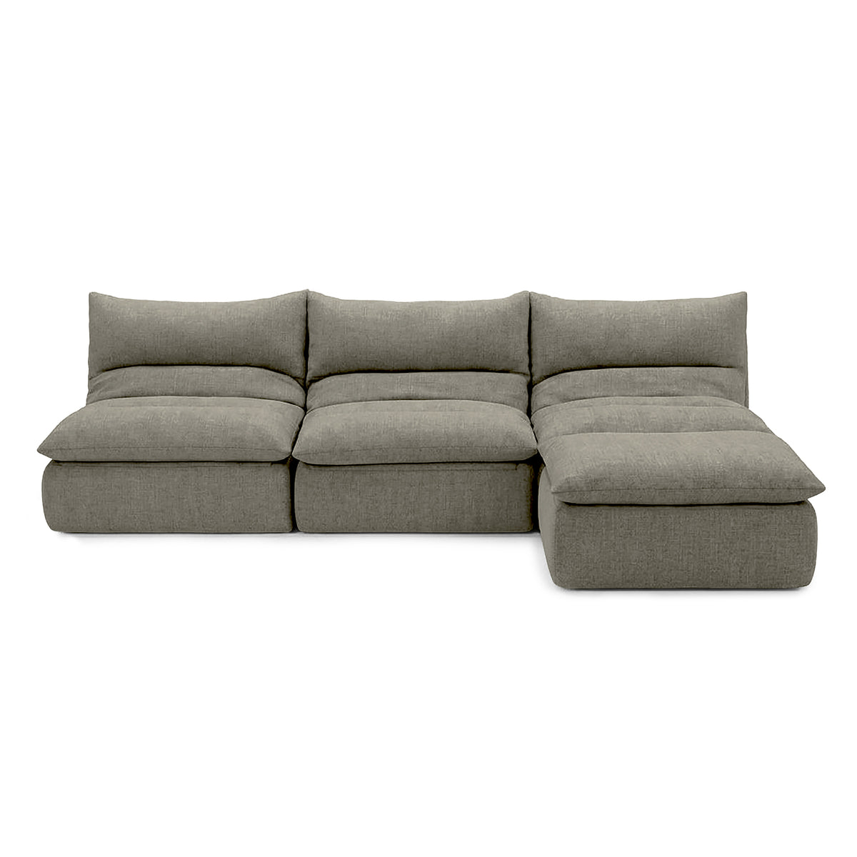 Gray sectional sofa on a white background #color_misty-gray-terra-knit