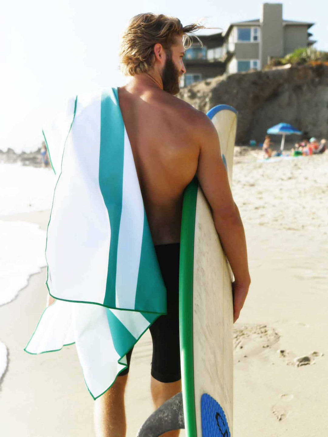 Aqua Microfiber Beach Towel