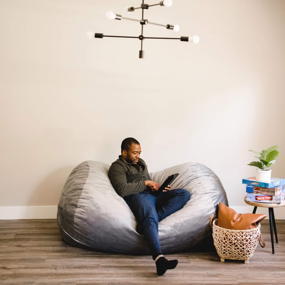 Oversized foam beanbag chair #color_gray-plush