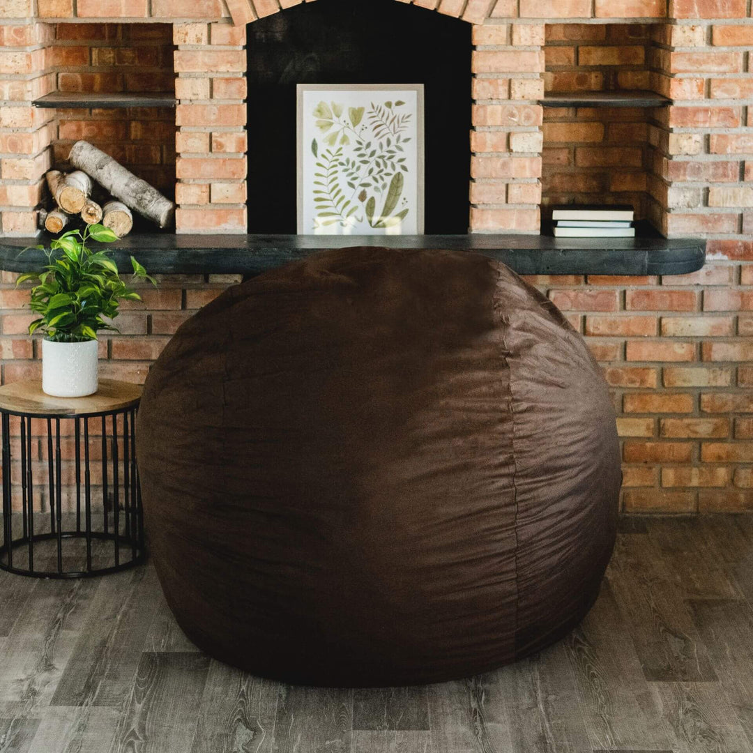 Large brown foam beanbag chair #color_cocoa-brushed-denim