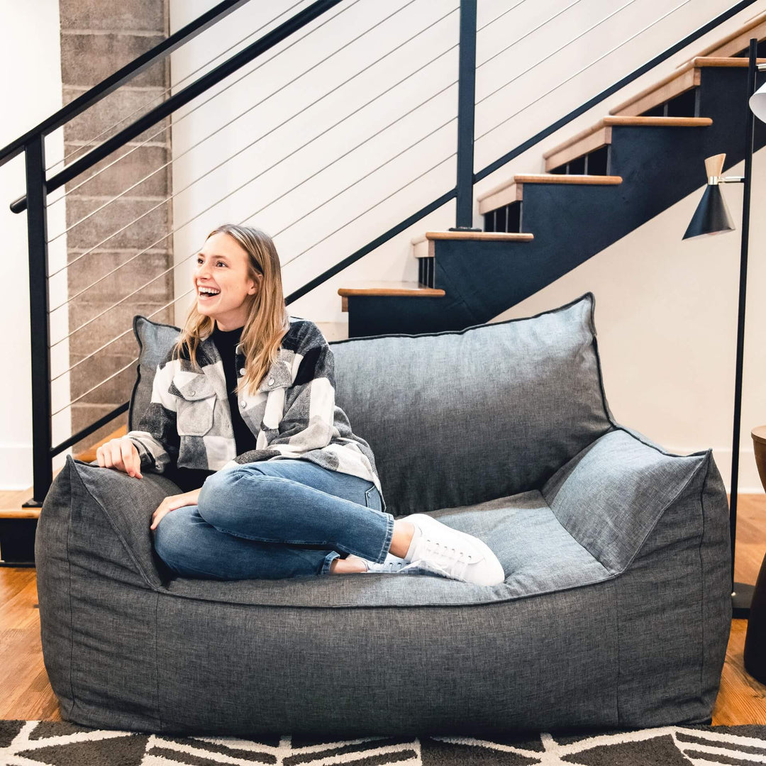 Imperial fufton foam beanbag loveseat for two #color_gray-union