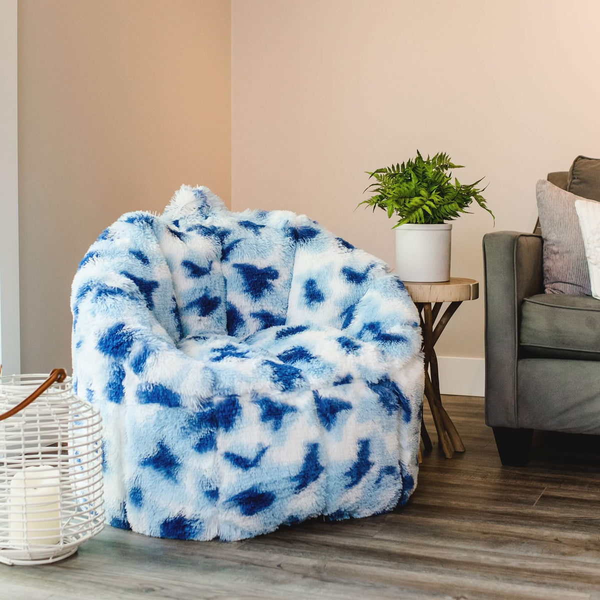 Milano Beanbag Chair for Teens Blue Plush