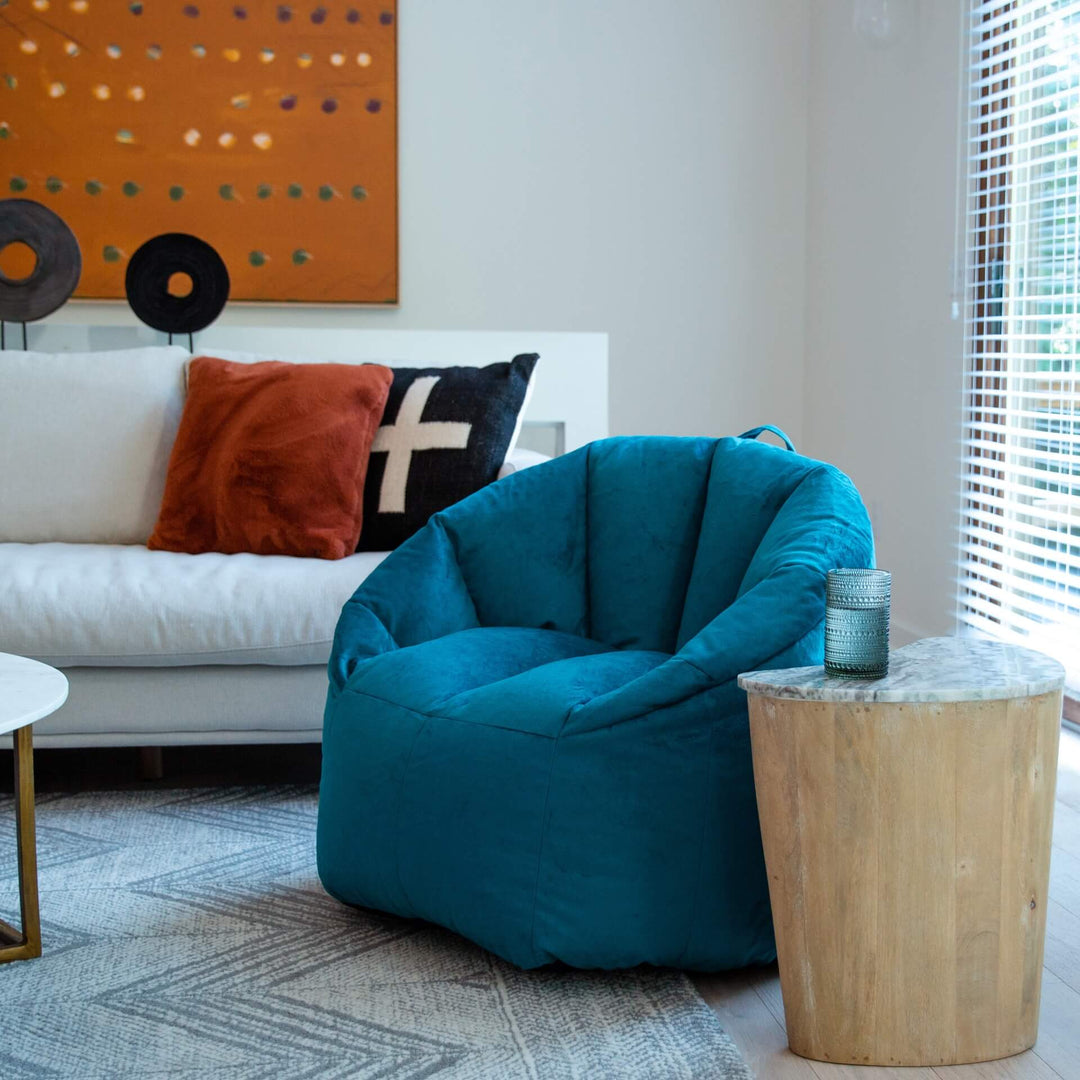 Milano Plush Bean Bag Chair with backrest for Teens and Adults in living room #color_teal-plush