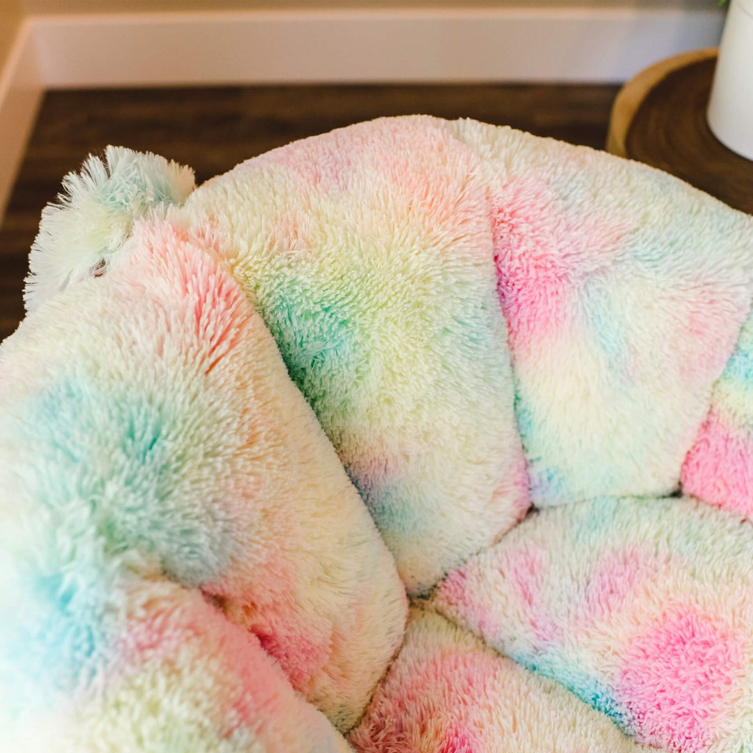 Milano Beanbag Chair for Teens Rainbow plush with back rest and carry handle #color_unicorn-rainbow-plushie