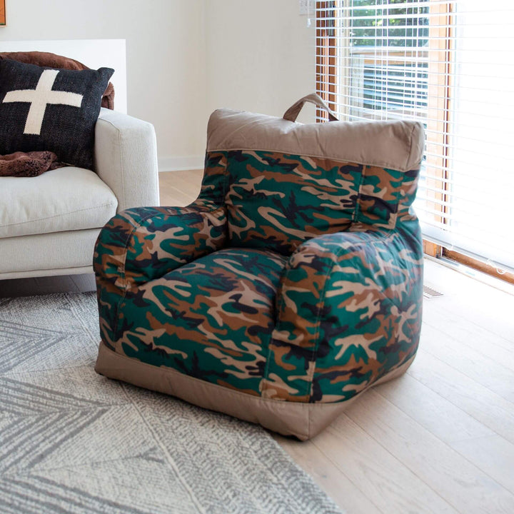 Bean bag chair for adults perfect for dorm rooms #color_green-woodland-camo-smartmax