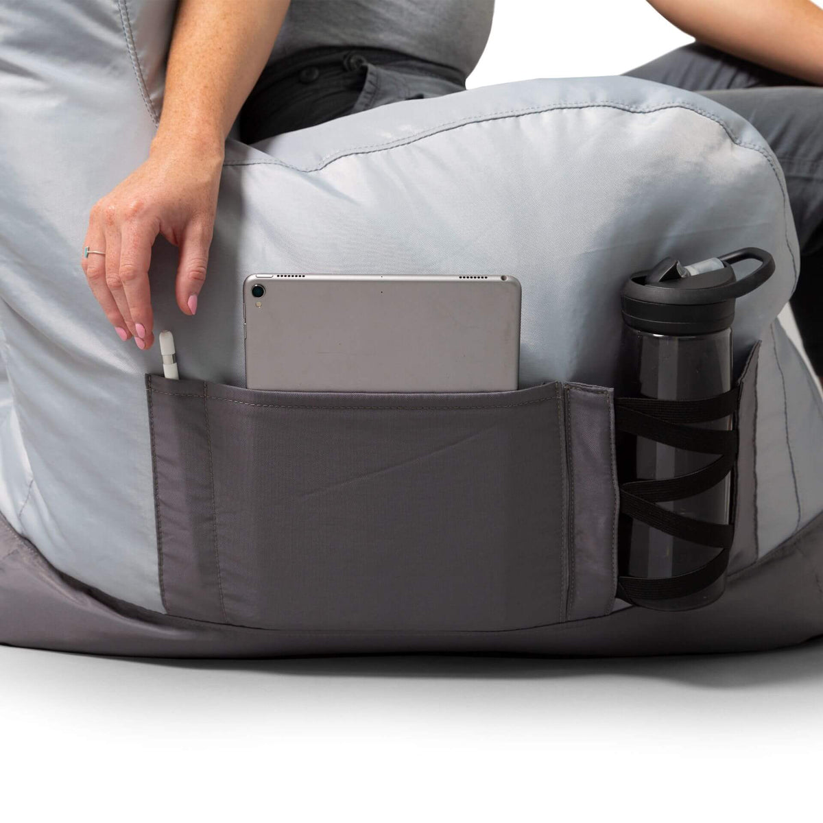 Bean bag chair pockets gray