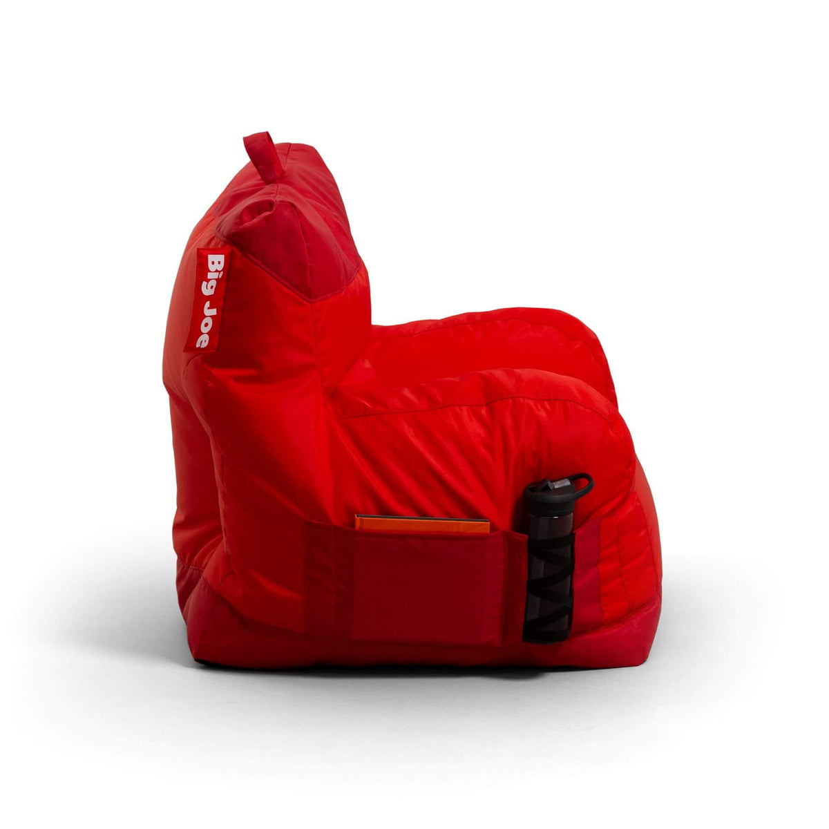 Side view red beanbag chair