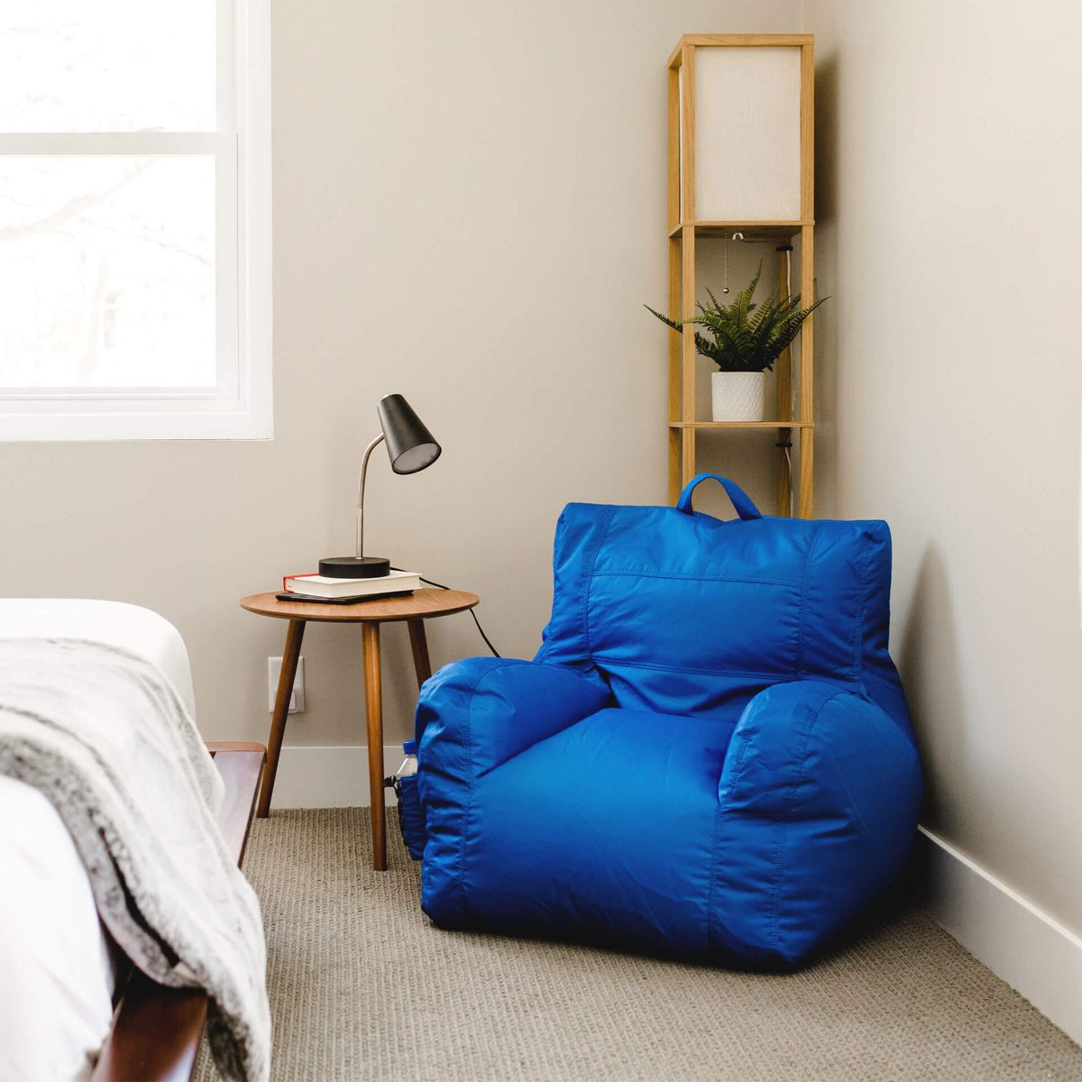 Blue dorm room arm chair beanbag