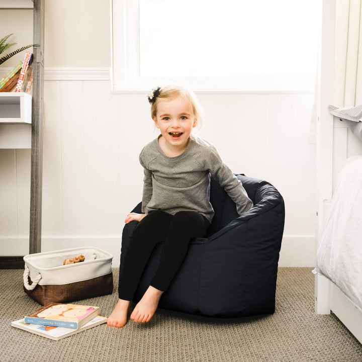 Milano Kids Beanbag Chair Girl Relaxing #color_black-smartmax