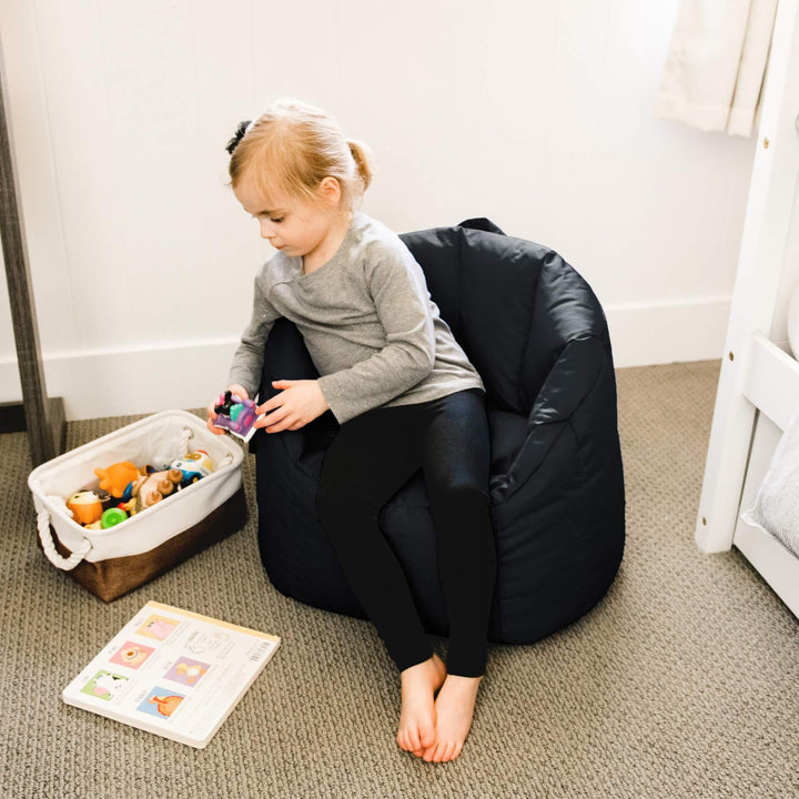 Milano Kids Beanbag Chair Kid playing with toys #color_black-smartmax