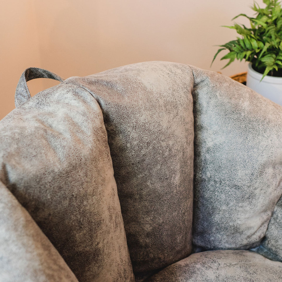 Milano Large Beanbag Chair for Adults Texture Fabric and Carry Handle  #color_cement-blazer