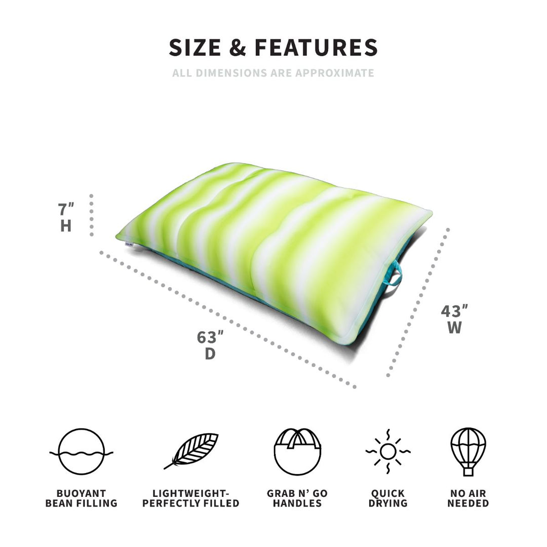 Dimensions lagoon lounger float #color_rolling-wave-lime