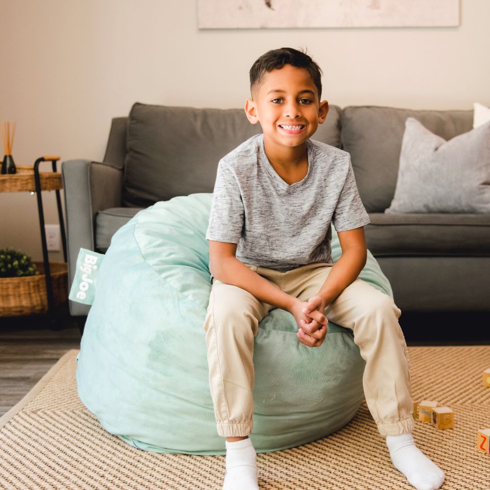fuf small beanbag chair foam filled for kids #color_turquoise-plush