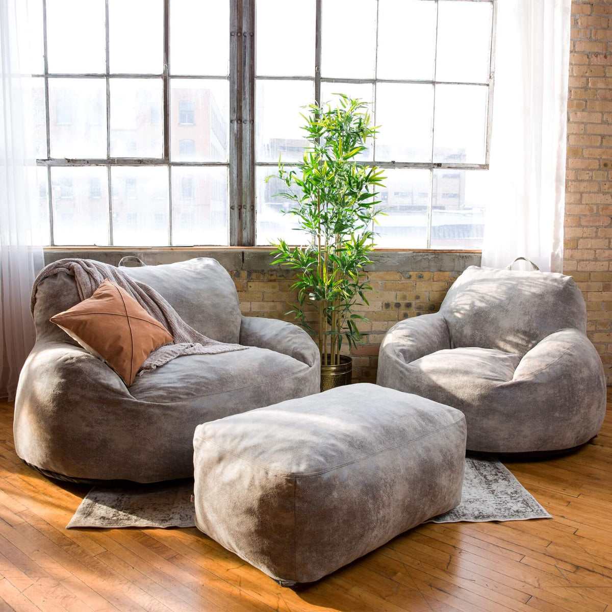 Nestle Faux Suede Foam-Filled Chair cement colored set