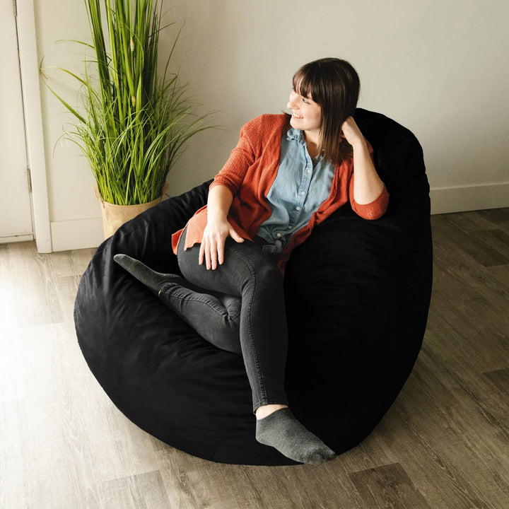 Black lotus foam teardrop chair #color_black-plush
