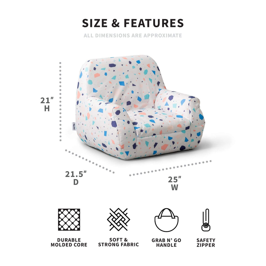 Kids chair Mid-Mod dimensions #color_dolce-terrazzo-lenox