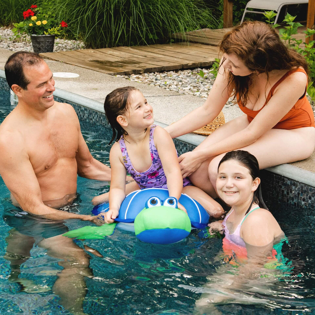 Pool Pets Turtle Kids Pool Float girls playing in pool #style_turtle