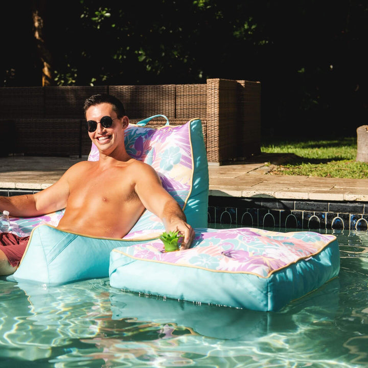 Floating drink holder for pools #color_aqua-tropical-hibiscus