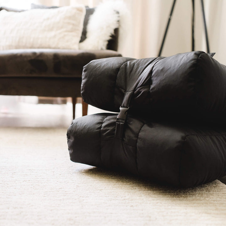 Flat travel bean bag chair #color_black-smartmax