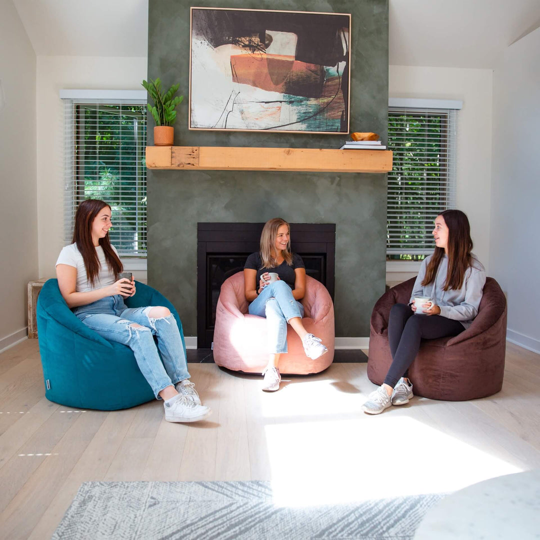 Brown Beanbag Chair with Back Rest for Teens, relax with company #color_cocoa-plush