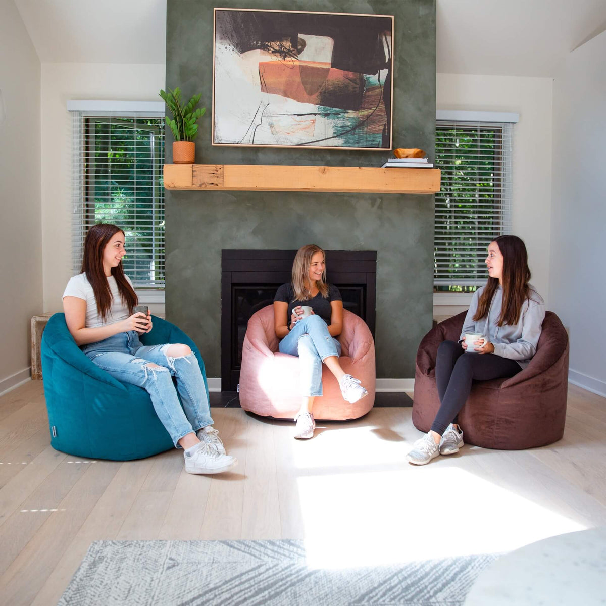Brown Beanbag Chair with Back Rest for Teens, relax with company