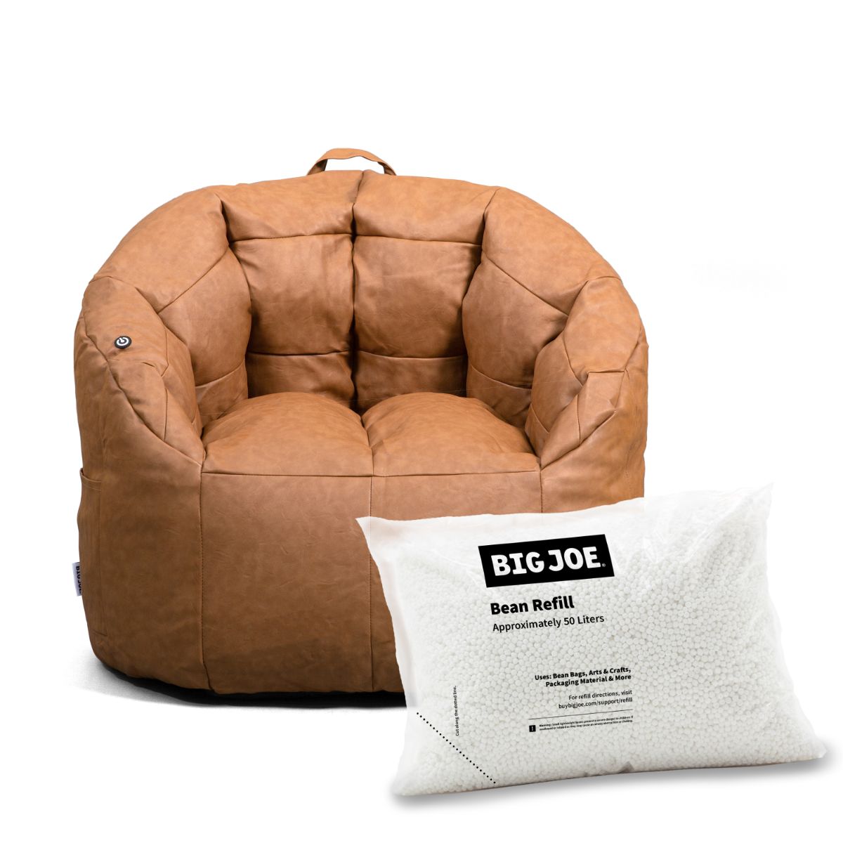 Big Joe Milano w/ Vibe Vibrating Massage Bean Bag Chair, Caribou Hyde, Vegan Suede, 2.5 Feet, Size: Milano with Vibe