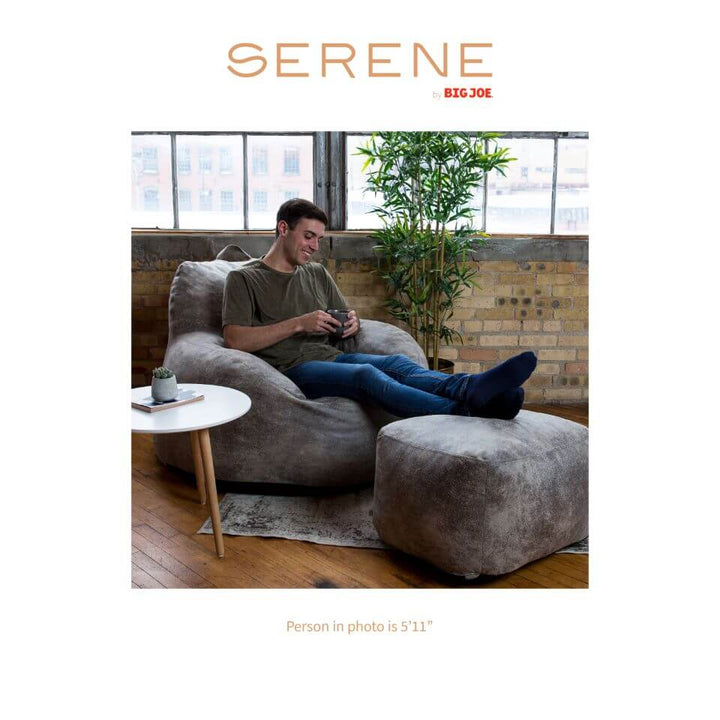 Nestle Faux Suede Foam-Filled Chair man relaxing with coffee #color_cement-blazer