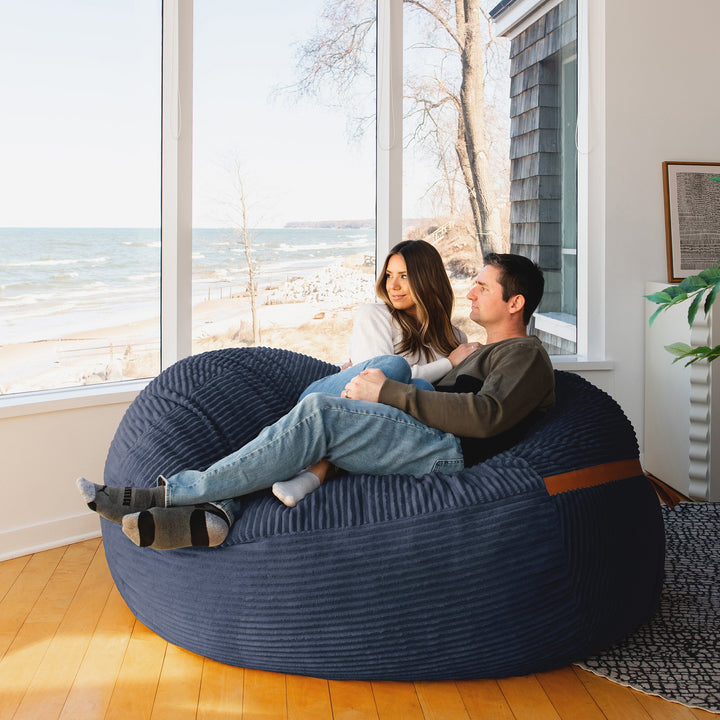 Big Joe Fuf XL Foam Beanbag Lounger Midnight Blue Corded Plush #color_midnight-blue