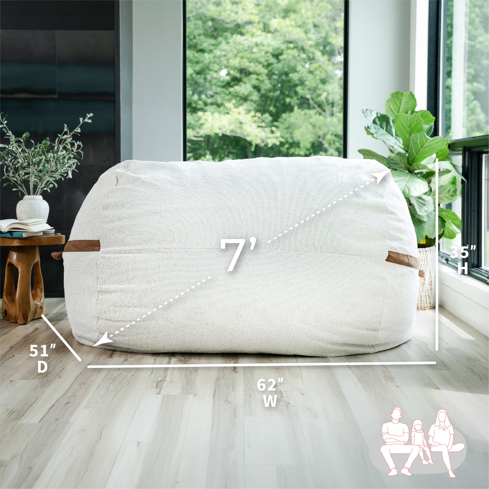 Fuf® 7Ft Huge Bean Bag Chair | Big Joe® Foam Bean Bag Lounger