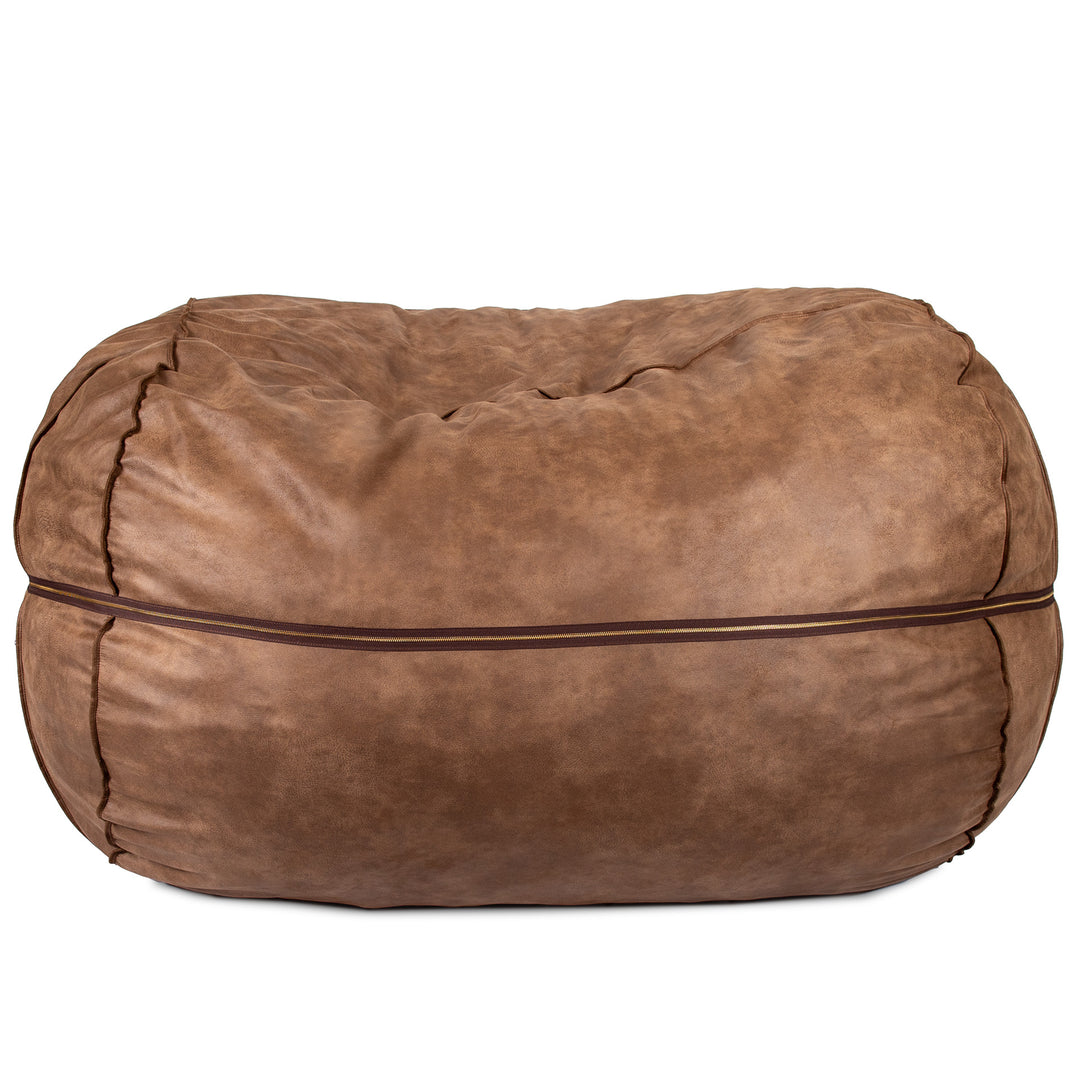 Brown bean bag chair on a white background #color_coffee-soft-vegan-leather