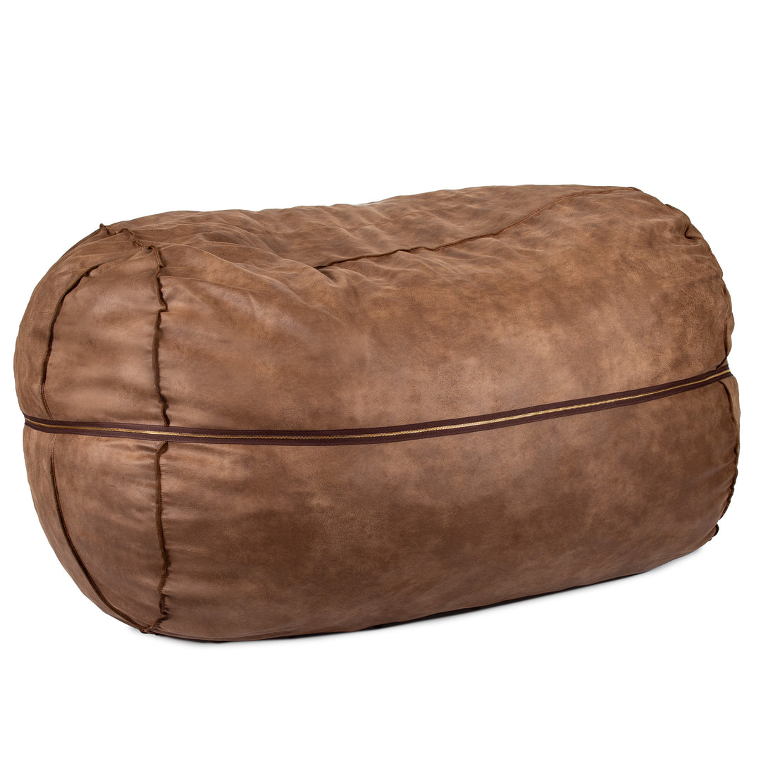 Brown leather ottoman on a white background #color_coffee-soft-vegan-leather