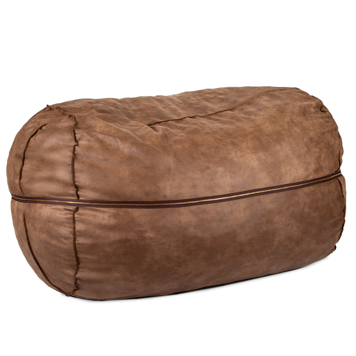 Brown leather ottoman on a white background #color_coffee-soft-vegan-leather