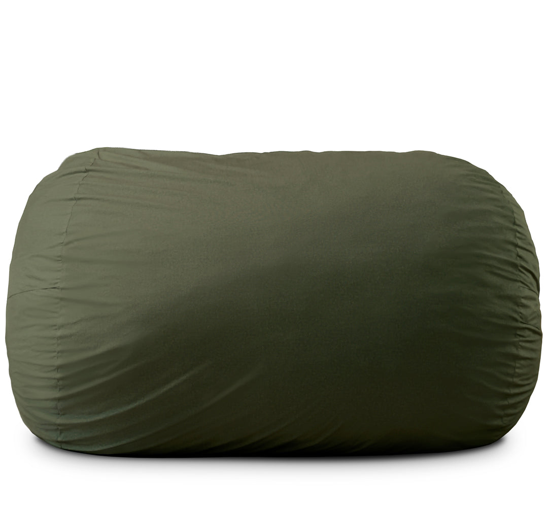Green bean bag chair on a white background #color_forest-green-velveteen