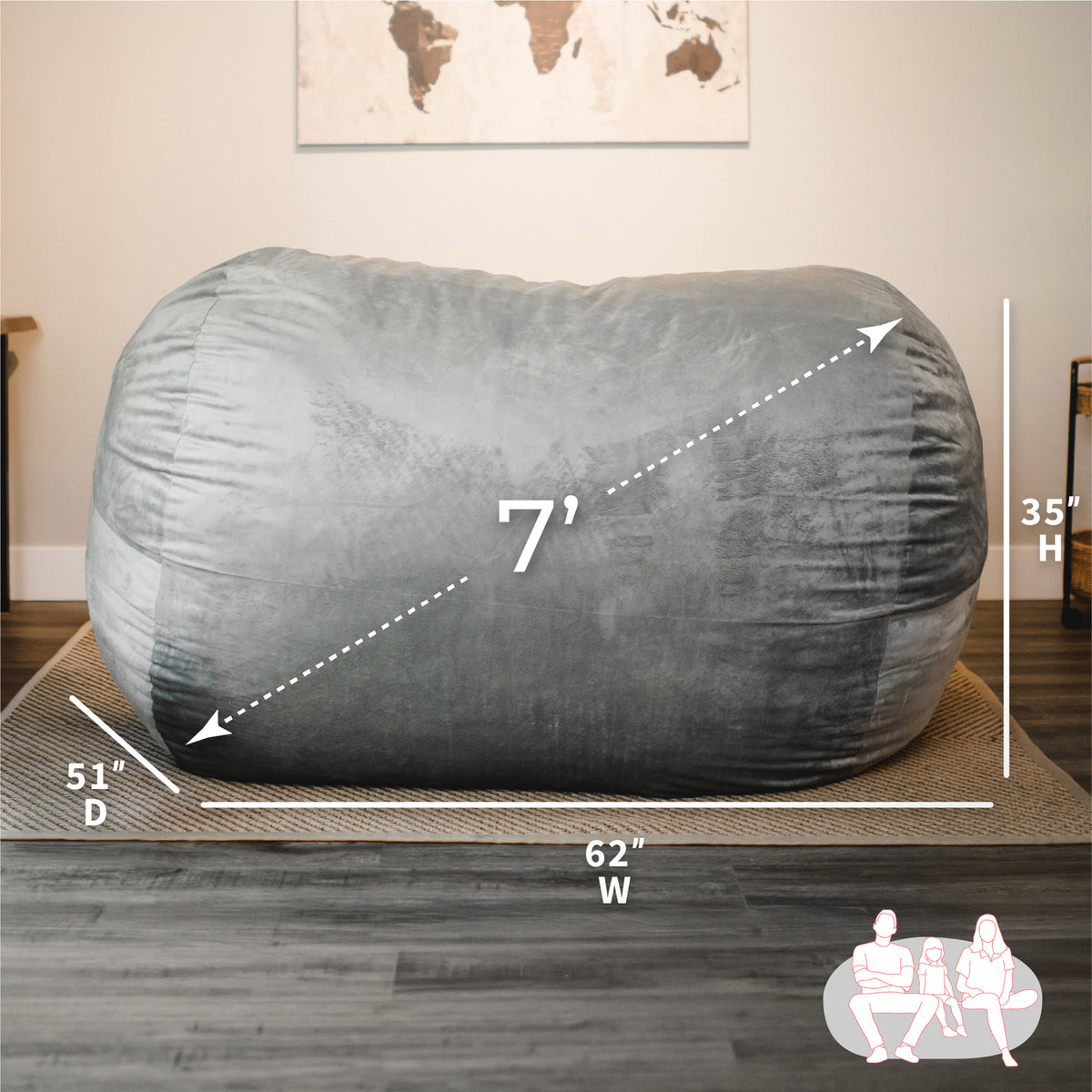 Fuf® 7Ft Foam Bean Bag