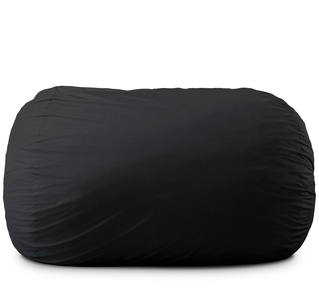 Black bean bag chair on a white background #color_black-brushed-denim