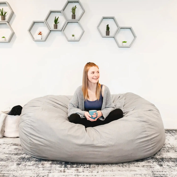 Fuf XXL Gray Plush Foam Bean Bag Chair #color_gray-plush