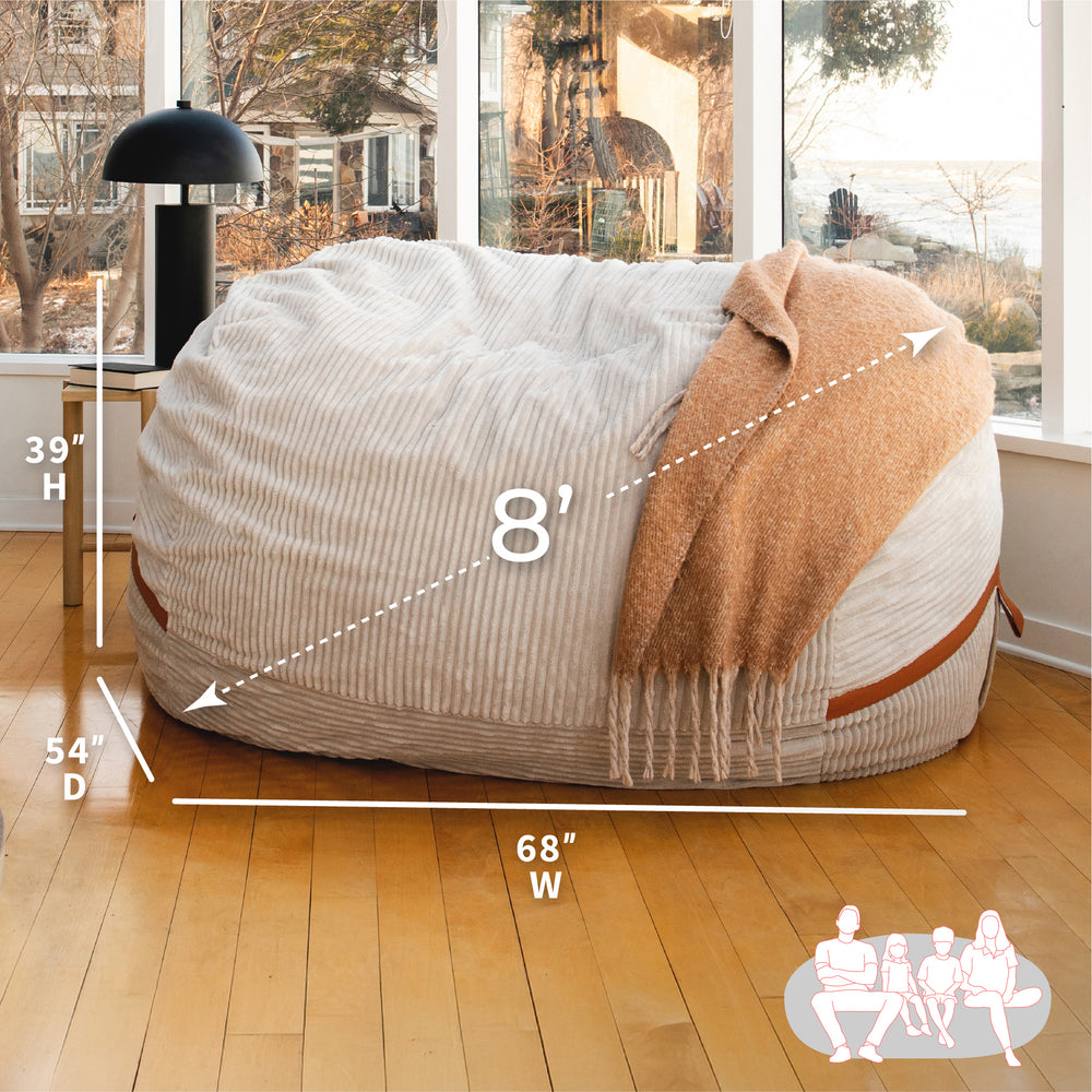 Fuf 8ft dimensions image #color_vanilla-latte-corded-plush