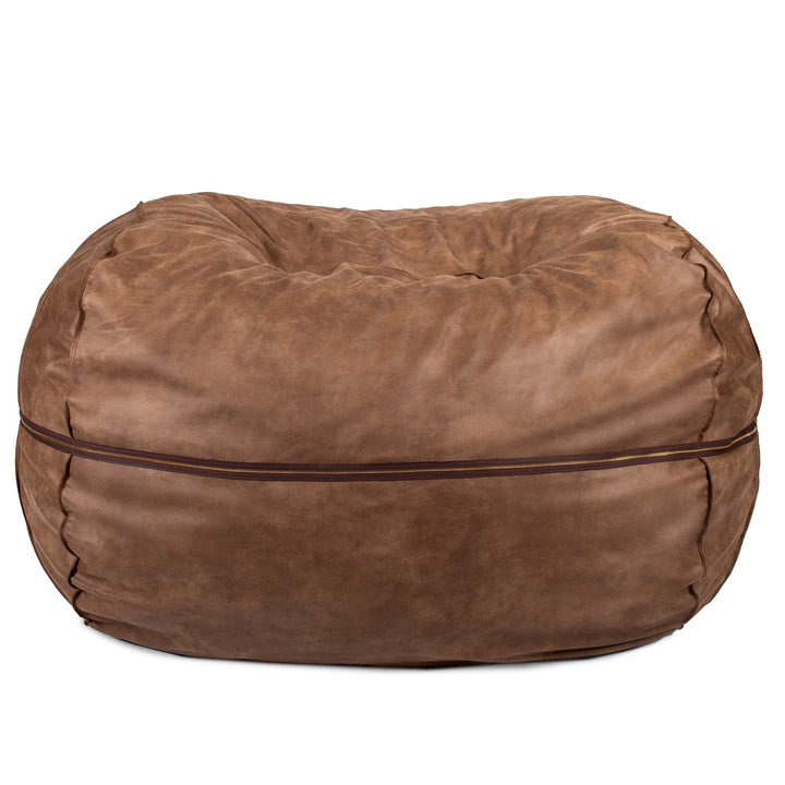 Brown bean bag chair on a white background #color_coffee-soft-vegan-leather