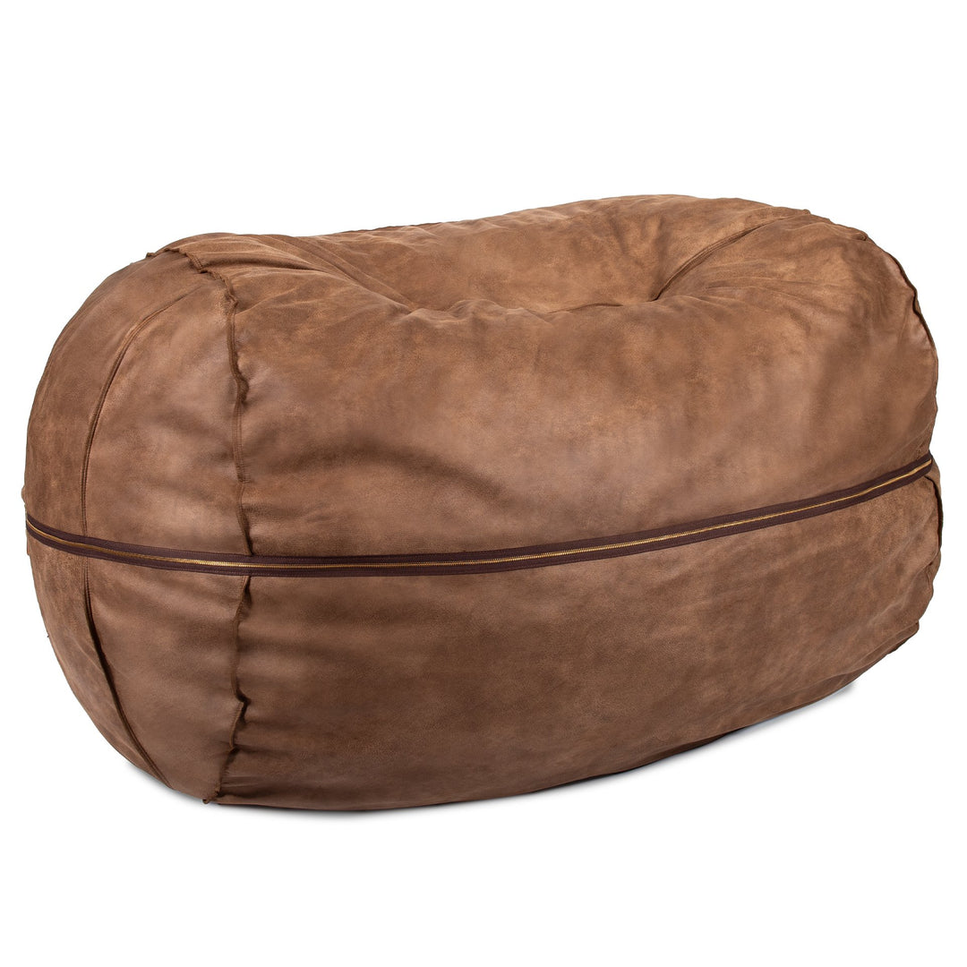 Brown bean bag chair on a white background #color_coffee-soft-vegan-leather