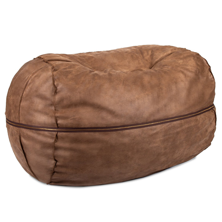 Brown bean bag chair on a white background #color_coffee-soft-vegan-leather