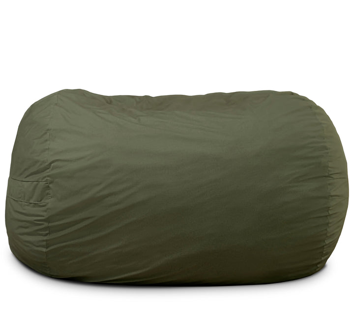 Green bean bag chair on a white background #color_forest-green-velveteen
