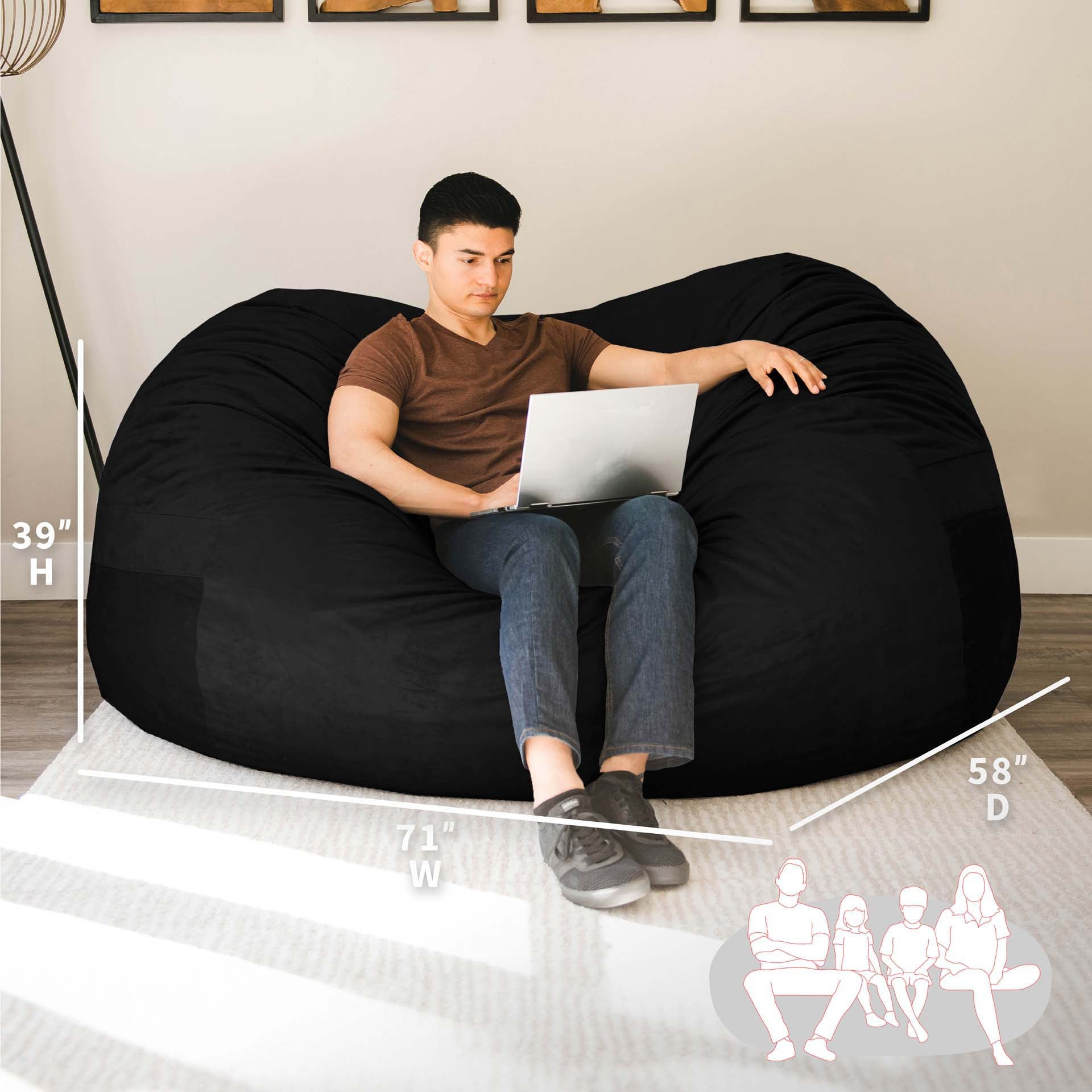 Giant black bean bag discount