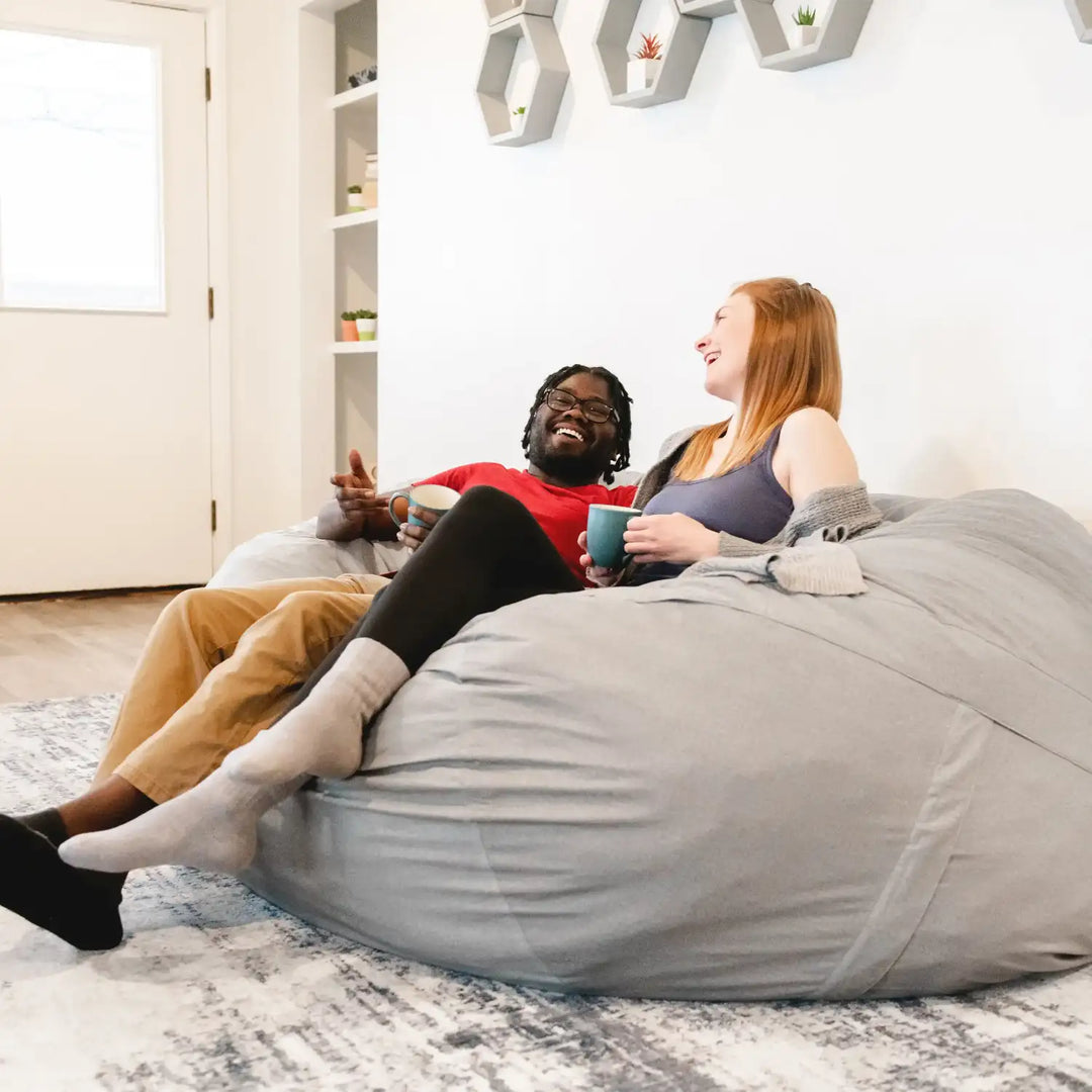 Fuf XXL Oversized Bean Bag Chair Relaxing with Friends #color_fog-lenox