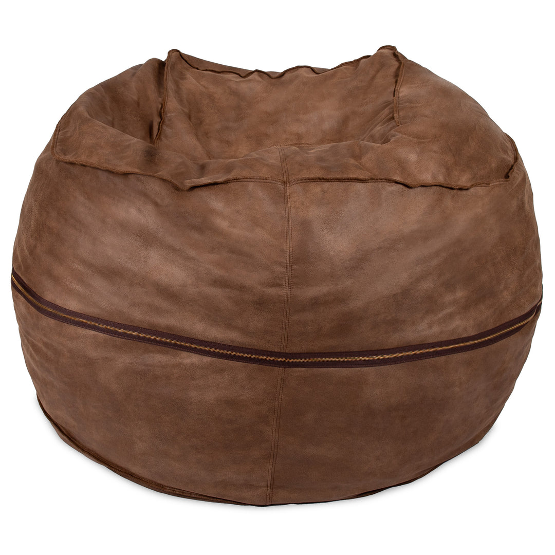 Brown bean bag chair on a white background #color_coffee-soft-vegan-leather