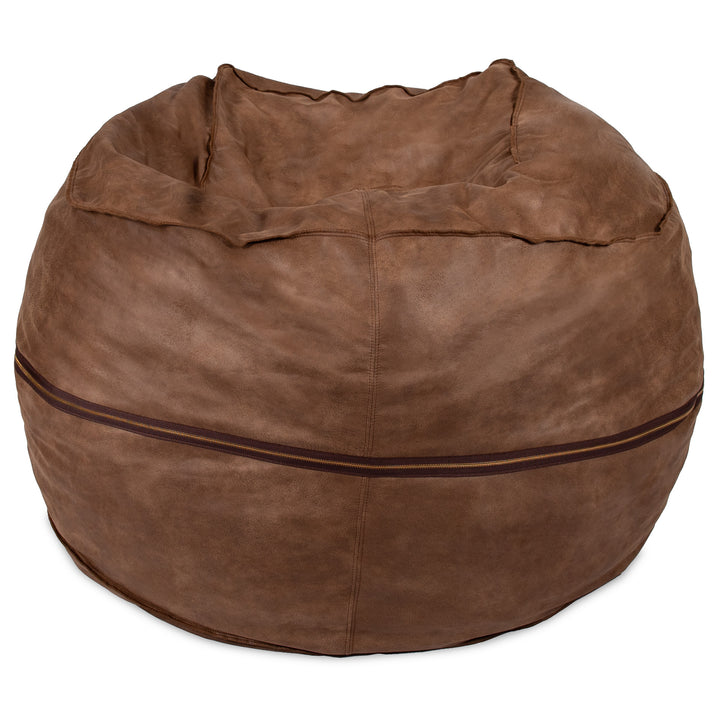 Brown bean bag chair on a white background #color_coffee-soft-vegan-leather