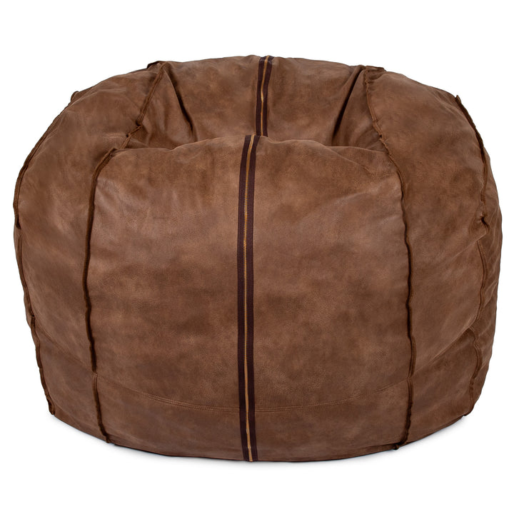Brown bean bag chair with visible stitching on a white background #color_coffee-soft-vegan-leather
