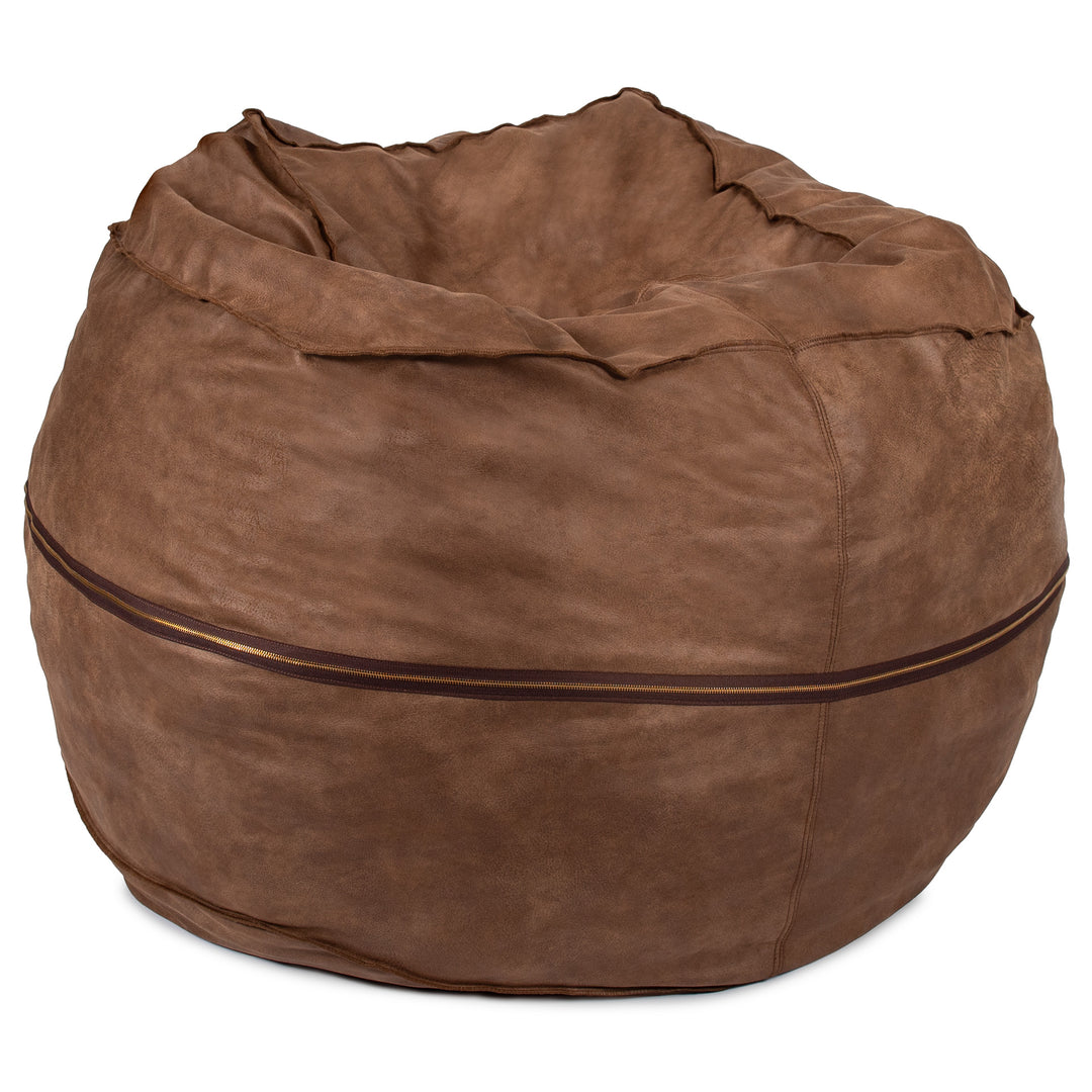 Brown bean bag chair on a white background #color_coffee-soft-vegan-leather