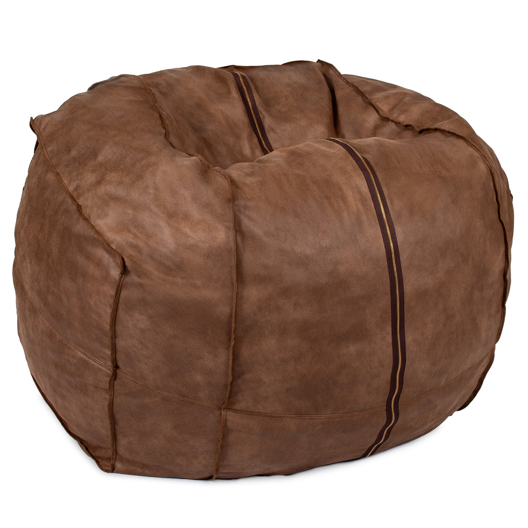Brown bean bag chair on a white background #color_coffee-soft-vegan-leather